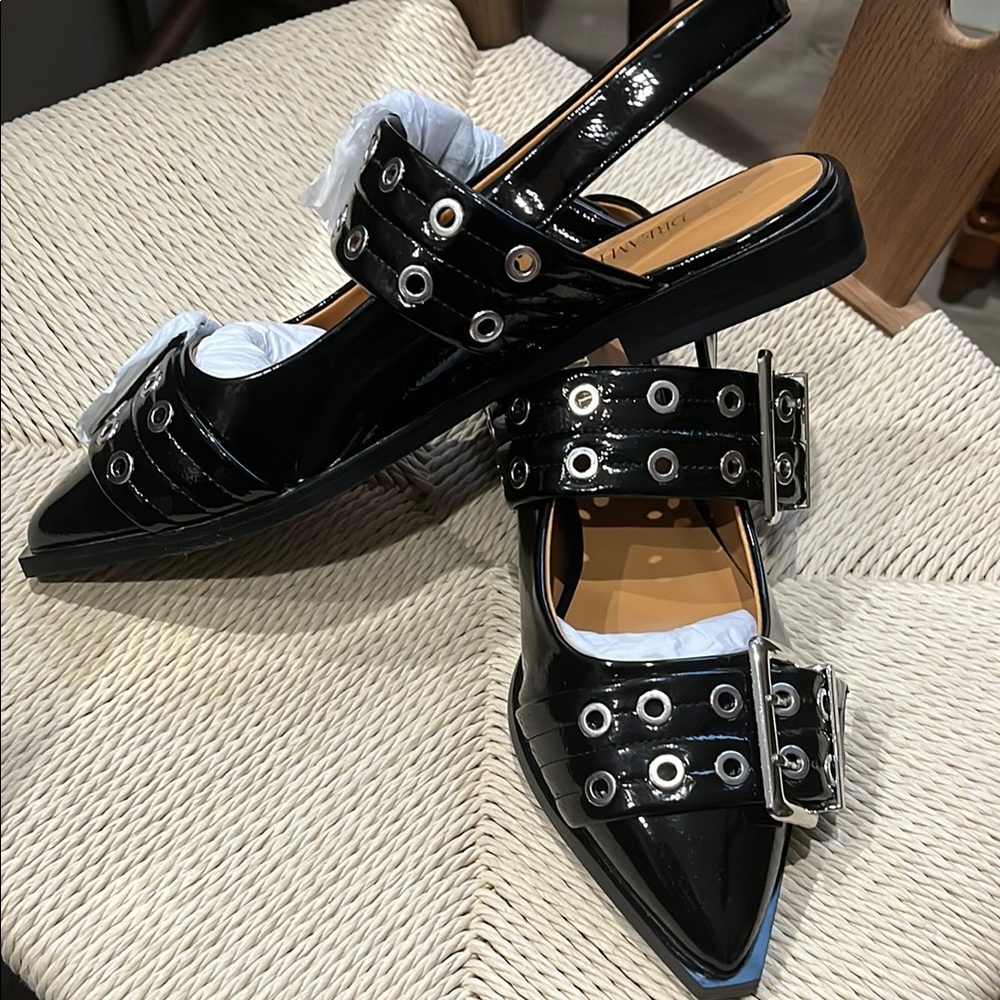 Dream Pairs Black Flats with Edgy Silver Accents